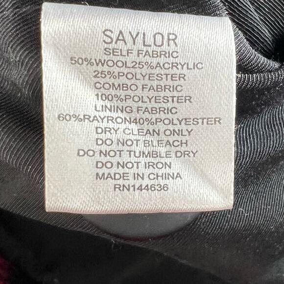 Saylor Buffalo Check Jacket Wool Blend Red & Black Plaid Coat sz M - Picture 10 of 13